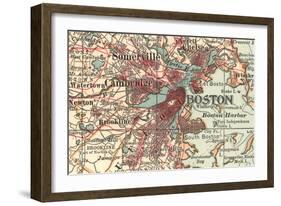 Detail of Boston (C. 1900), Maps-Encyclopaedia Britannica-Framed Art Print