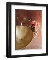 Detail of Brass Hand Beaten Bathroom Sink in Bathroom Area of Residence, Amber, Near Jaipur, India-John Henry Claude Wilson-Framed Photographic Print