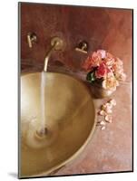 Detail of Brass Hand Beaten Bathroom Sink in Bathroom Area of Residence, Amber, Near Jaipur, India-John Henry Claude Wilson-Mounted Photographic Print