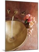 Detail of Brass Hand Beaten Bathroom Sink in Bathroom Area of Residence, Amber, Near Jaipur, India-John Henry Claude Wilson-Mounted Photographic Print