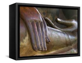 Detail of Buddha Statue, Wat Sa Si, Vientiane, Laos-Michele Falzone-Framed Stretched Canvas