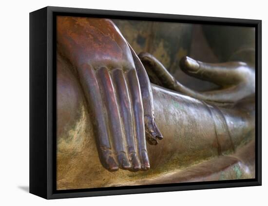 Detail of Buddha Statue, Wat Sa Si, Vientiane, Laos-Michele Falzone-Framed Stretched Canvas