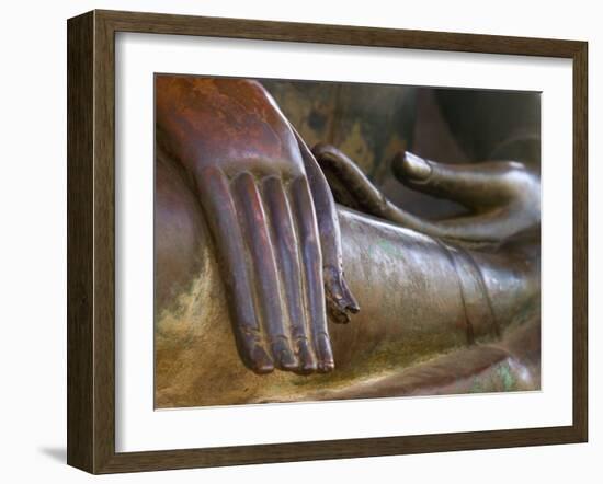 Detail of Buddha Statue, Wat Sa Si, Vientiane, Laos-Michele Falzone-Framed Photographic Print