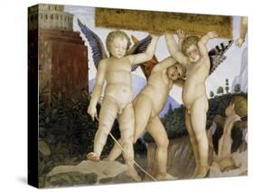 Detail of Camera Degli Sposi: Putti Holding Tablet-Andrea Mantegna-Stretched Canvas