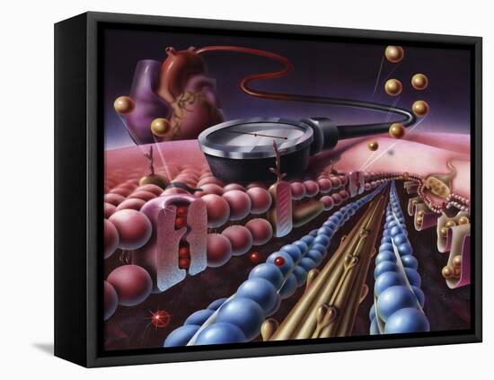 Detail of Cardiac Muscle with Blood Pressure Meter-null-Framed Stretched Canvas