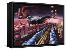 Detail of Cardiac Muscle with Blood Pressure Meter-null-Framed Stretched Canvas