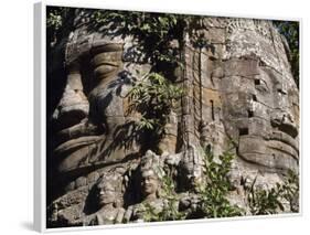 Detail of Carved Faces at Baray Temple, Angkor Wat, Cambodia-Mark Hannaford-Framed Photographic Print