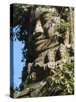 Detail of Carved Faces at Baray Temple, Angkor Wat, Cambodia-Mark Hannaford-Stretched Canvas