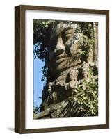 Detail of Carved Faces at Baray Temple, Angkor Wat, Cambodia-Mark Hannaford-Framed Photographic Print