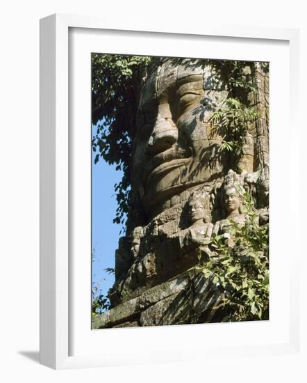 Detail of Carved Faces at Baray Temple, Angkor Wat, Cambodia-Mark Hannaford-Framed Photographic Print