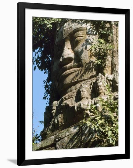 Detail of Carved Faces at Baray Temple, Angkor Wat, Cambodia-Mark Hannaford-Framed Photographic Print