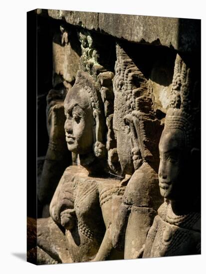 Detail of Carving, Angkor Wat Archaeological Park, Siem Reap, Cambodia, Indochina, Southeast Asia-Julio Etchart-Stretched Canvas