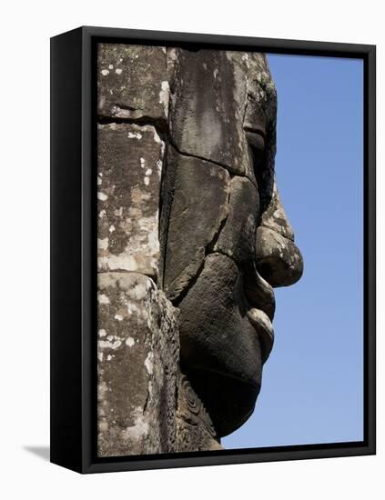 Detail of Carving, Angkor Wat Archaeological Park, Siem Reap, Cambodia, Indochina, Southeast Asia-Julio Etchart-Framed Stretched Canvas