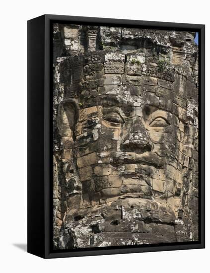 Detail of Carving, Angkor Wat Archaeological Park, Siem Reap, Cambodia, Indochina, Southeast Asia-Julio Etchart-Framed Stretched Canvas