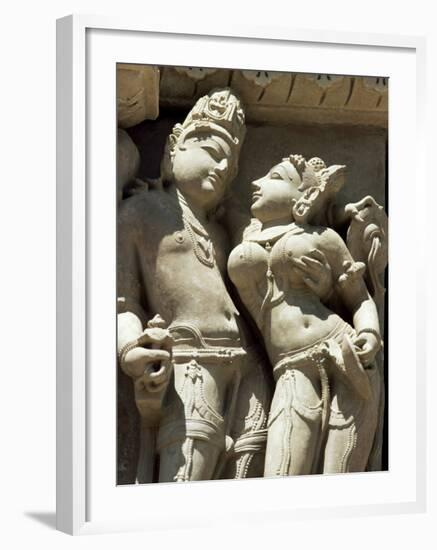 Detail of Carving of a Couple on the Parsvanatha Temple, Khajuraho, India-Adam Woolfitt-Framed Photographic Print