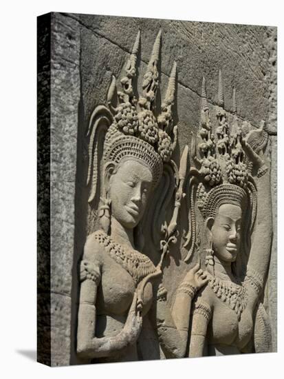 Detail of Carvings, Angkor Wat Archaeological Park, Siem Reap, Cambodia, Indochina, Southeast Asia-Julio Etchart-Stretched Canvas