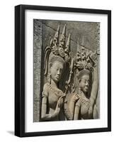 Detail of Carvings, Angkor Wat Archaeological Park, Siem Reap, Cambodia, Indochina, Southeast Asia-Julio Etchart-Framed Photographic Print