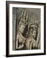 Detail of Carvings, Angkor Wat Archaeological Park, Siem Reap, Cambodia, Indochina, Southeast Asia-Julio Etchart-Framed Photographic Print