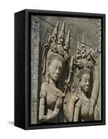 Detail of Carvings, Angkor Wat Archaeological Park, Siem Reap, Cambodia, Indochina, Southeast Asia-Julio Etchart-Framed Stretched Canvas