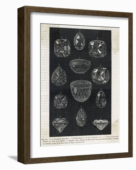 Detail of Celebrated Diamonds Including Grand Mogul and the Kohi-Noor-null-Framed Photographic Print