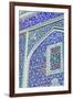 Detail of ceramic tiles on wall in Isfahan blue, Imam Mosque, UNESCO World Heritage Site, Isfahan,-James Strachan-Framed Photographic Print