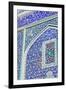 Detail of ceramic tiles on wall in Isfahan blue, Imam Mosque, UNESCO World Heritage Site, Isfahan,-James Strachan-Framed Photographic Print