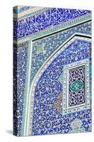 Detail of ceramic tiles on wall in Isfahan blue, Imam Mosque, UNESCO World Heritage Site, Isfahan,-James Strachan-Stretched Canvas