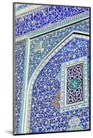 Detail of ceramic tiles on wall in Isfahan blue, Imam Mosque, UNESCO World Heritage Site, Isfahan,-James Strachan-Mounted Photographic Print