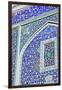 Detail of ceramic tiles on wall in Isfahan blue, Imam Mosque, UNESCO World Heritage Site, Isfahan,-James Strachan-Framed Premium Photographic Print