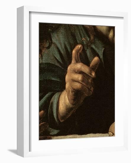 Detail of Christ's Hand from Supper at Emmaus, 1606 (Oil on Canvas)-Michelangelo Merisi da Caravaggio-Framed Giclee Print