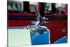 Detail of chrome hood ornament on vintage Studebaker.-Cindy Miller Hopkins-Stretched Canvas