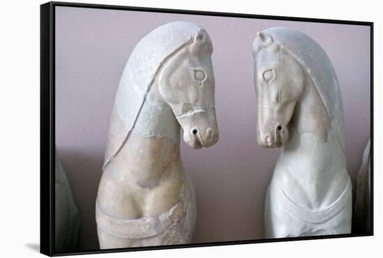 Detail of Classical Greek Marble Horses-Chris Hellier-Framed Stretched Canvas