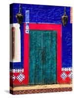 Detail of Colorful Wooden Door and Step, Cabo San Lucas, Mexico-Nancy & Steve Ross-Stretched Canvas