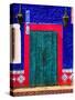 Detail of Colorful Wooden Door and Step, Cabo San Lucas, Mexico-Nancy & Steve Ross-Stretched Canvas