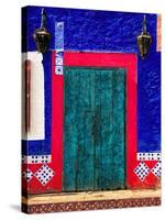 Detail of Colorful Wooden Door and Step, Cabo San Lucas, Mexico-Nancy & Steve Ross-Stretched Canvas