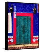 Detail of Colorful Wooden Door and Step, Cabo San Lucas, Mexico-Nancy & Steve Ross-Framed Stretched Canvas