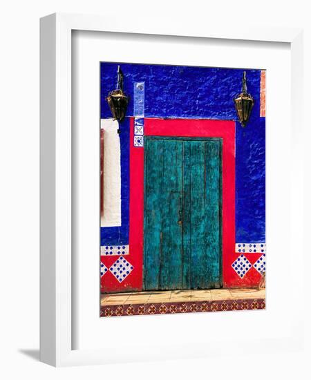 Detail of Colorful Wooden Door and Step, Cabo San Lucas, Mexico-Nancy & Steve Ross-Framed Photographic Print