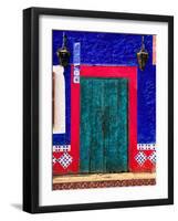 Detail of Colorful Wooden Door and Step, Cabo San Lucas, Mexico-Nancy & Steve Ross-Framed Photographic Print