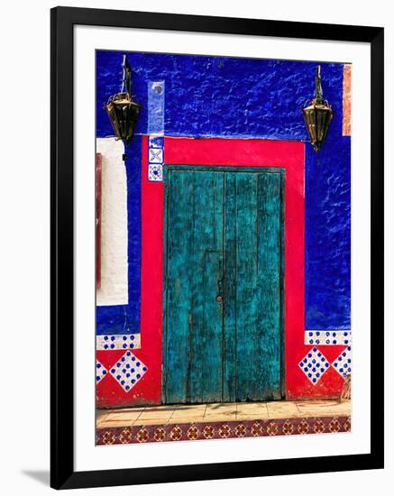 Detail of Colorful Wooden Door and Step, Cabo San Lucas, Mexico-Nancy & Steve Ross-Framed Photographic Print