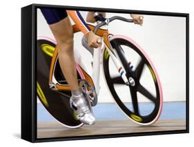Detail of Cyclist Racing on the Velodrome Track, Athens, Greece-Paul Sutton-Framed Stretched Canvas