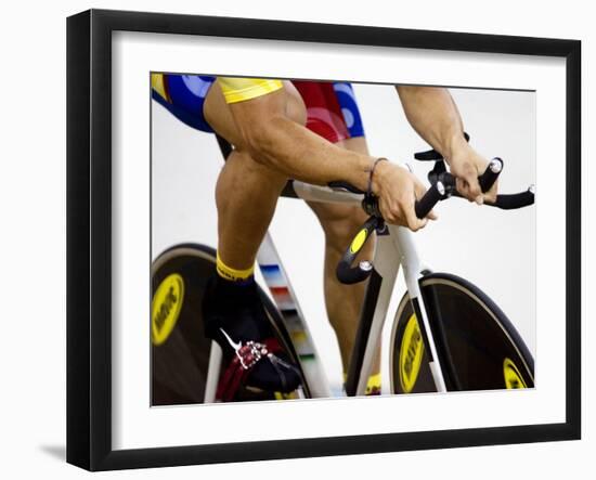 Detail of Cyclist Racing on the Velodrome Track, Athens, Greece-Paul Sutton-Framed Photographic Print