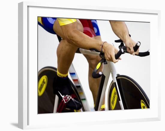 Detail of Cyclist Racing on the Velodrome Track, Athens, Greece-Paul Sutton-Framed Photographic Print