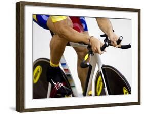 Detail of Cyclist Racing on the Velodrome Track, Athens, Greece-Paul Sutton-Framed Photographic Print