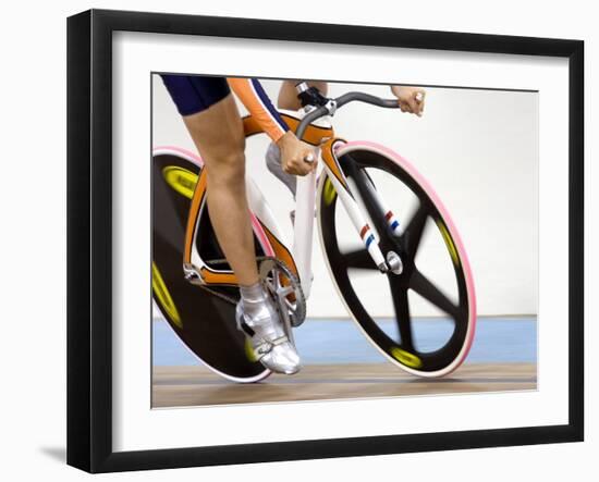 Detail of Cyclist Racing on the Velodrome Track, Athens, Greece-Paul Sutton-Framed Photographic Print