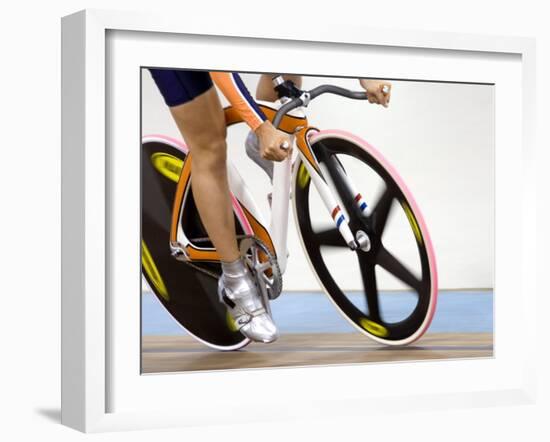 Detail of Cyclist Racing on the Velodrome Track, Athens, Greece-Paul Sutton-Framed Photographic Print