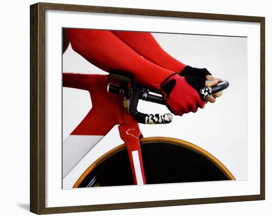 Detail of Cyclist Racing on the Velodrome Track, Athens, Greece-Paul Sutton-Framed Photographic Print