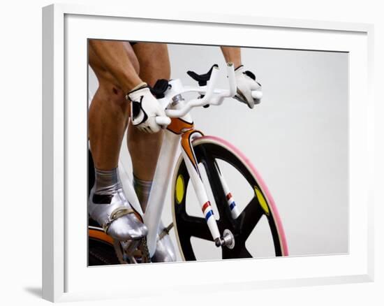 Detail of Cyclist Racing on the Velodrome Track, Athens, Greece-Paul Sutton-Framed Photographic Print