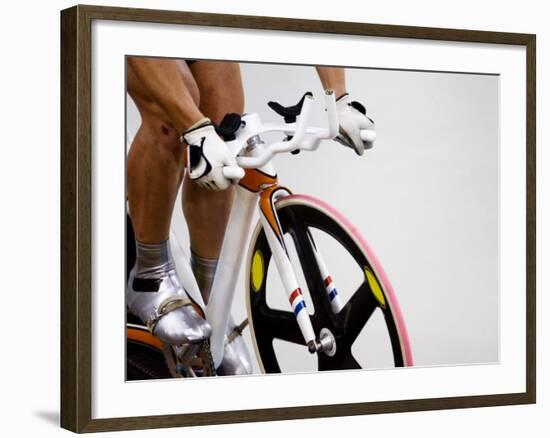 Detail of Cyclist Racing on the Velodrome Track, Athens, Greece-Paul Sutton-Framed Photographic Print