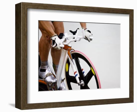 Detail of Cyclist Racing on the Velodrome Track, Athens, Greece-Paul Sutton-Framed Photographic Print