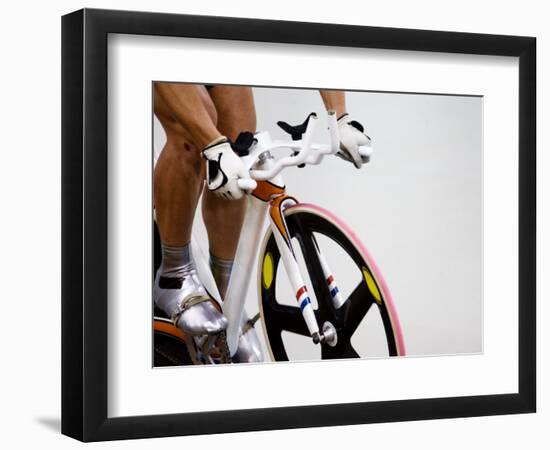 Detail of Cyclist Racing on the Velodrome Track, Athens, Greece-Paul Sutton-Framed Photographic Print